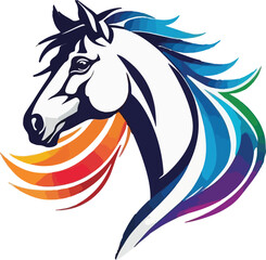 Colorful Horse Illustration vector design, Horse logo and icon Design