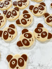 Cute Panda Face Sugar Cookies with Chocolate Icing