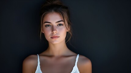 Naklejka premium A woman in a white dress posing for a picture
