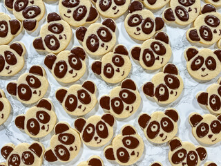 Cute Panda Face Sugar Cookies with Chocolate Icing