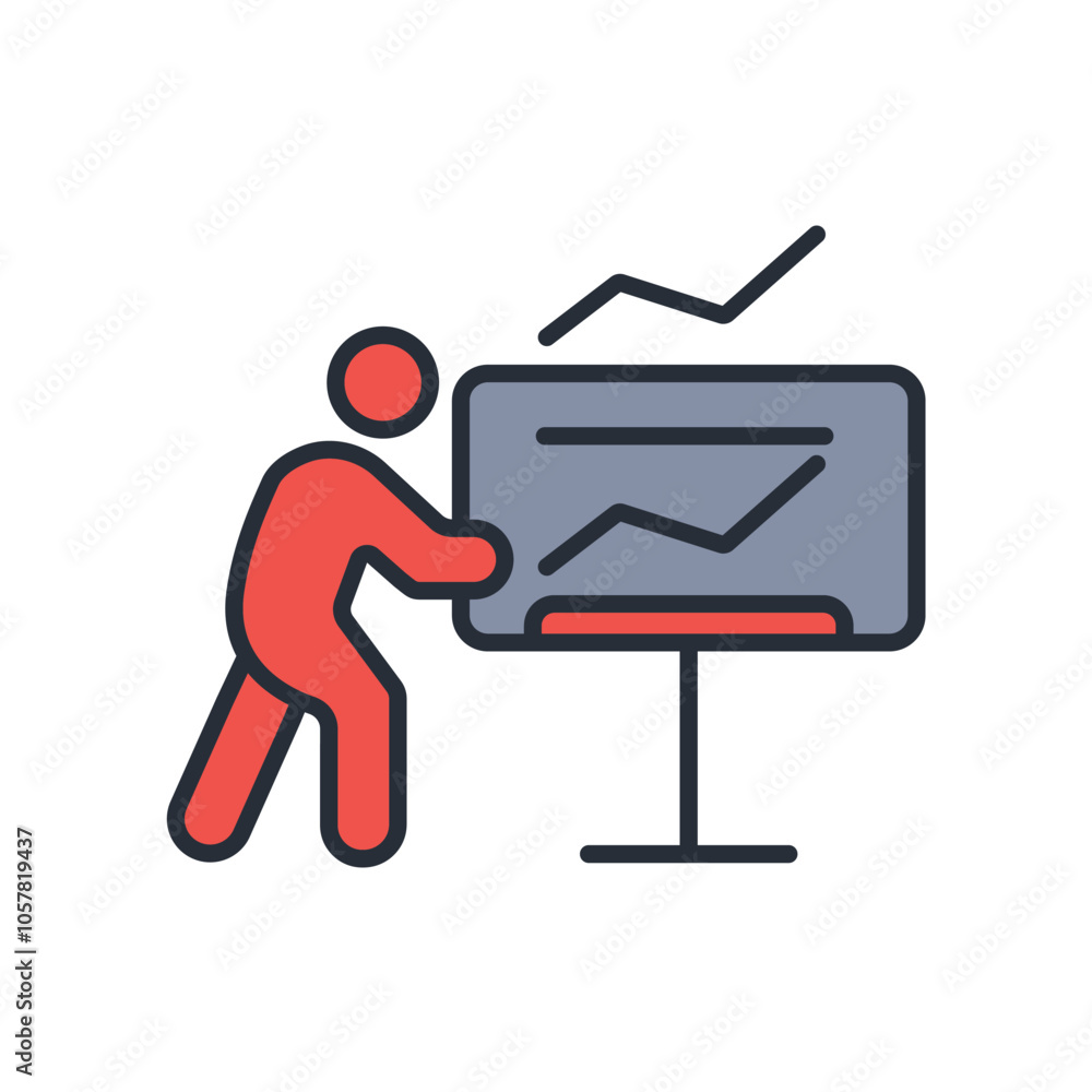 Poster presentation icon. vector.editable stroke.linear style sign for use web design,logo.symbol illustrat
