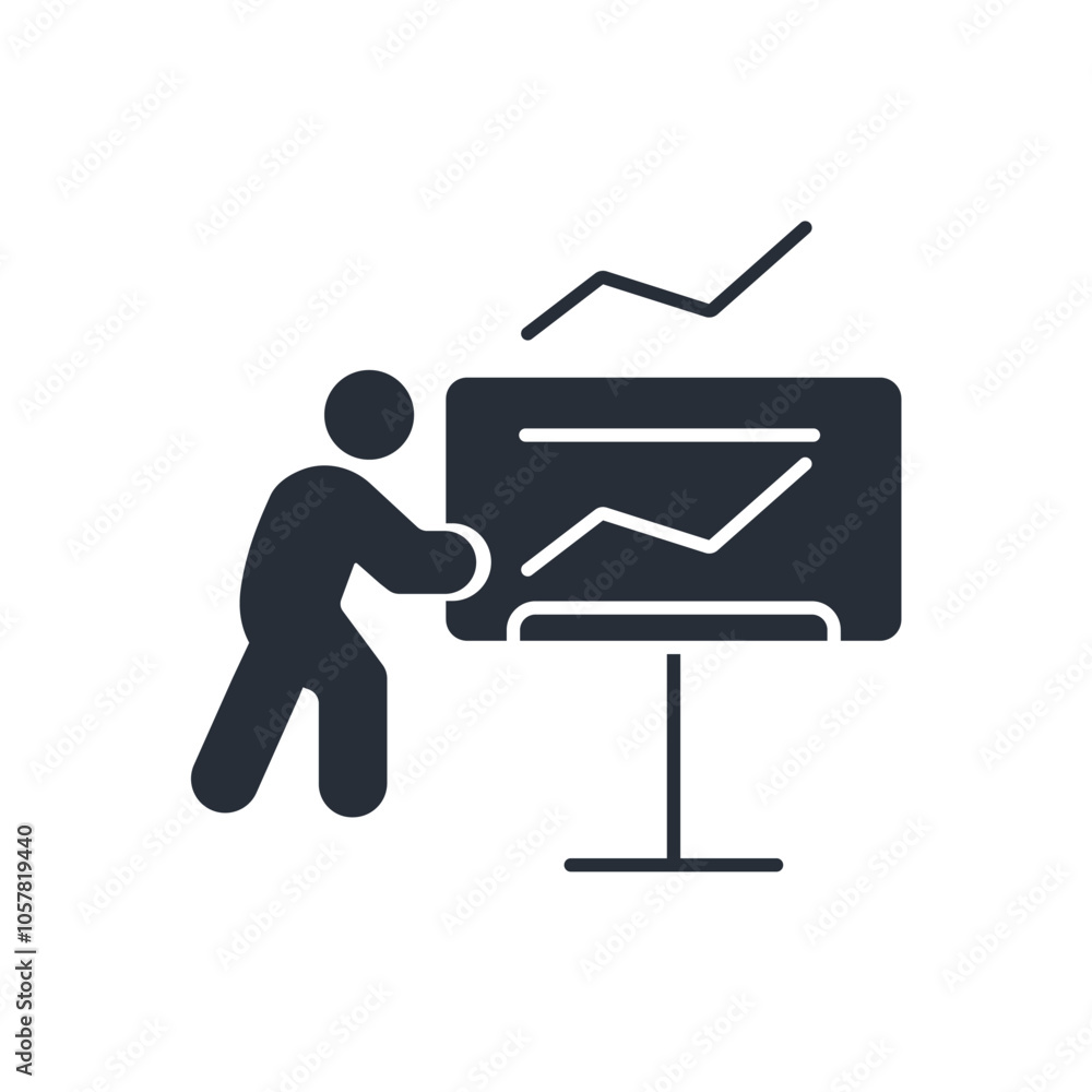 Poster presentation icon. vector.editable stroke.linear style sign for use web design,logo.symbol illustrat