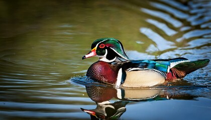 wood duck or Carolina duck scient. name Aix sponsa bird animal,