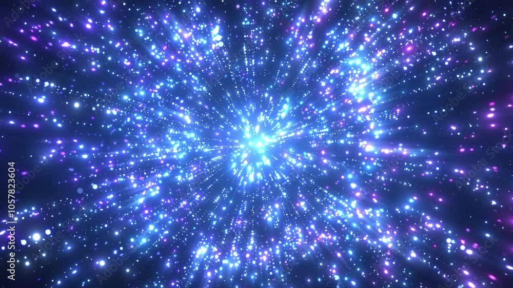 Aufkleber animation of abstract colored glowing glitter particles. a beautiful explosion of particles or a bri