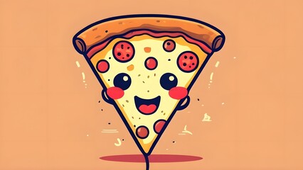 Happy Pizza Kawaii T Shirt isolated on happy background cartoon vector illustration