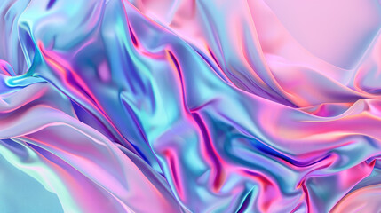 Obraz premium Abstract background with colorful flying fabric, fluid and wavy shapes in pink, purple and blue colors, 3D rendering illustration. Elegant wallpaper design for poster.