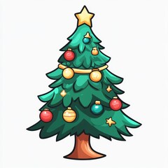 A simplistic representation of a Christmas tree featuring golden ornaments and a star on top, embodying the festive spirit in a minimalistic style.