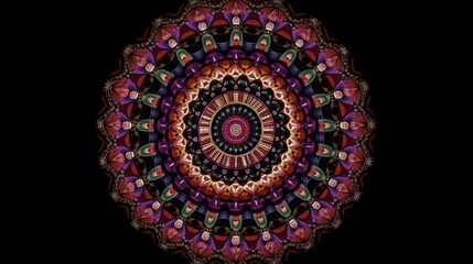 Obraz premium A colorful circular mandala mosaic features intricate designs, radiating a spiritual and harmonious aura while showcasing a traditional yet vibrant artistic flair.