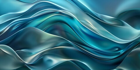 Obraz premium Abstract background with blue and turquoise wavy lines, gradient transitions, dynamic design, smooth and flowing shapes.