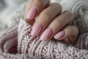 Modern pink nail art with wool sleeve blouse for brides.