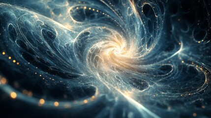 Obraz premium An ethereal composition of swirling patterns resembling a galaxy, featuring bright specks of light, evoking a sense of mystery and wonder with its cosmic allure.