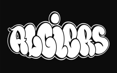 Algiers - single word, letters graffiti style. Vector hand drawn logo. Funny cool trippy word Algiers, fashion, graffiti style print t-shirt, poster concept