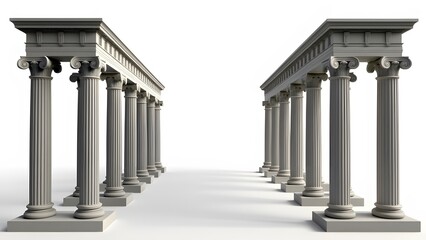 Fototapeta premium Pair of Classical Columns Isolated on White Background