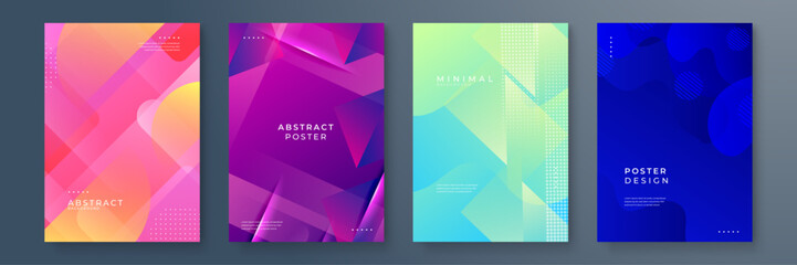 Fototapeta premium Colorful Abstract Poster Designs With Geometric and Minimalist Patterns