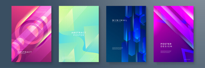 Fototapeta premium Modern Vibrant Abstract Geometric Poster Designs