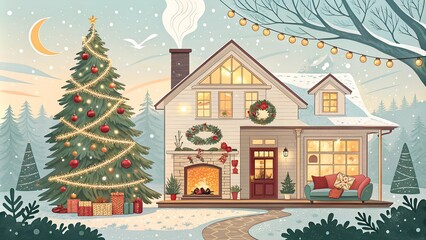 christmas card with house
