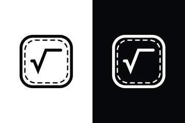 High Quality Square Root Icon with Black and White Background Ideal for Academic Use.