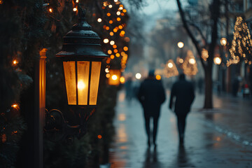 people walking on the street during christmas