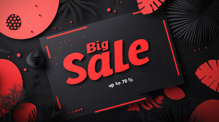 Bold sale banner with 'Big Sale Up to 70%' in vibrant red and black, perfect for capturing attention, Black Friday Sale