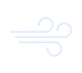 3D Blowing wind line icon. Windy weather symbol.
