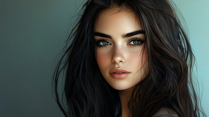 Fototapeta premium Close-Up Portrait of a Beautiful Young Woman