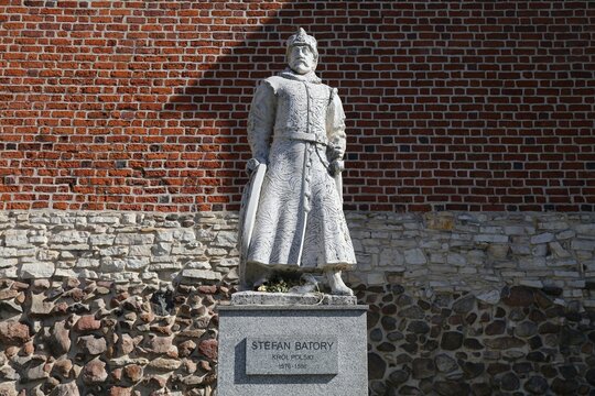 GLIWICE, POLAND - MAY 11, 2021: Stefan Batory King of Poland memorial in Gliwice city. The memorial by Hungarian artist Erdei Sandor is in public space since 2014.