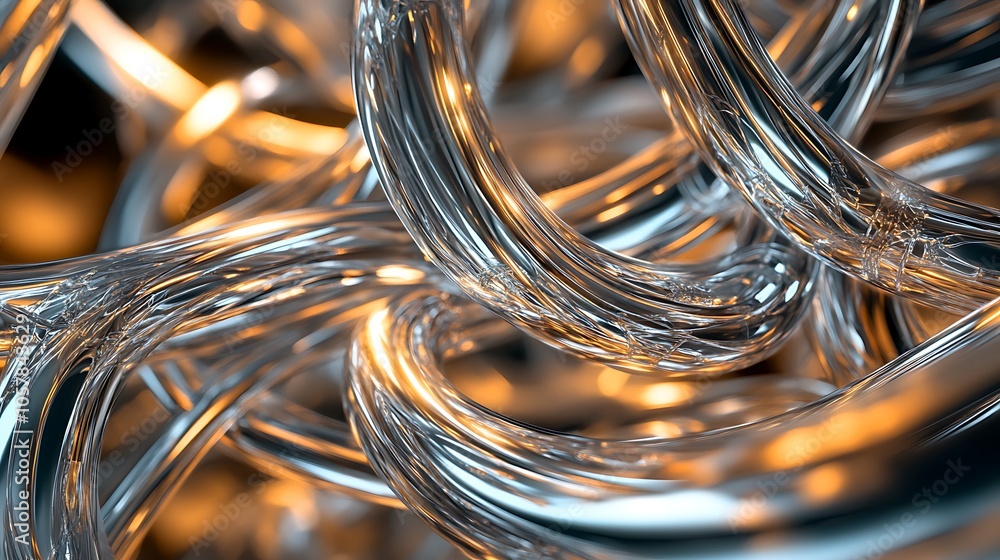 Poster a 3d abstract background featuring a tangle of wires and cables in a metallic finish