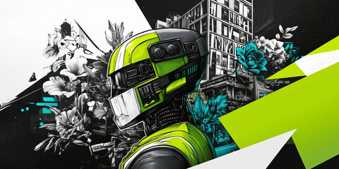 graffiti style Motorcyclist profile