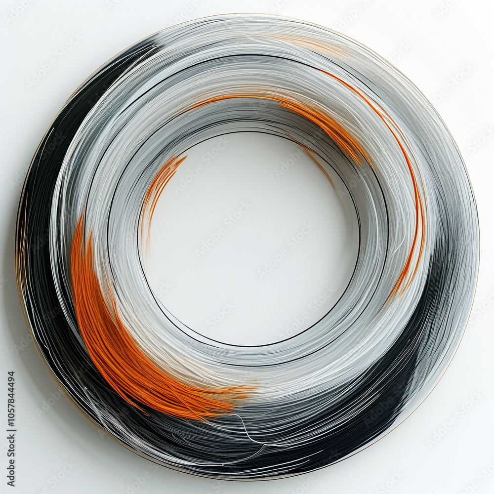 Poster colorful coil of thread arranged in a circular shape on a white background