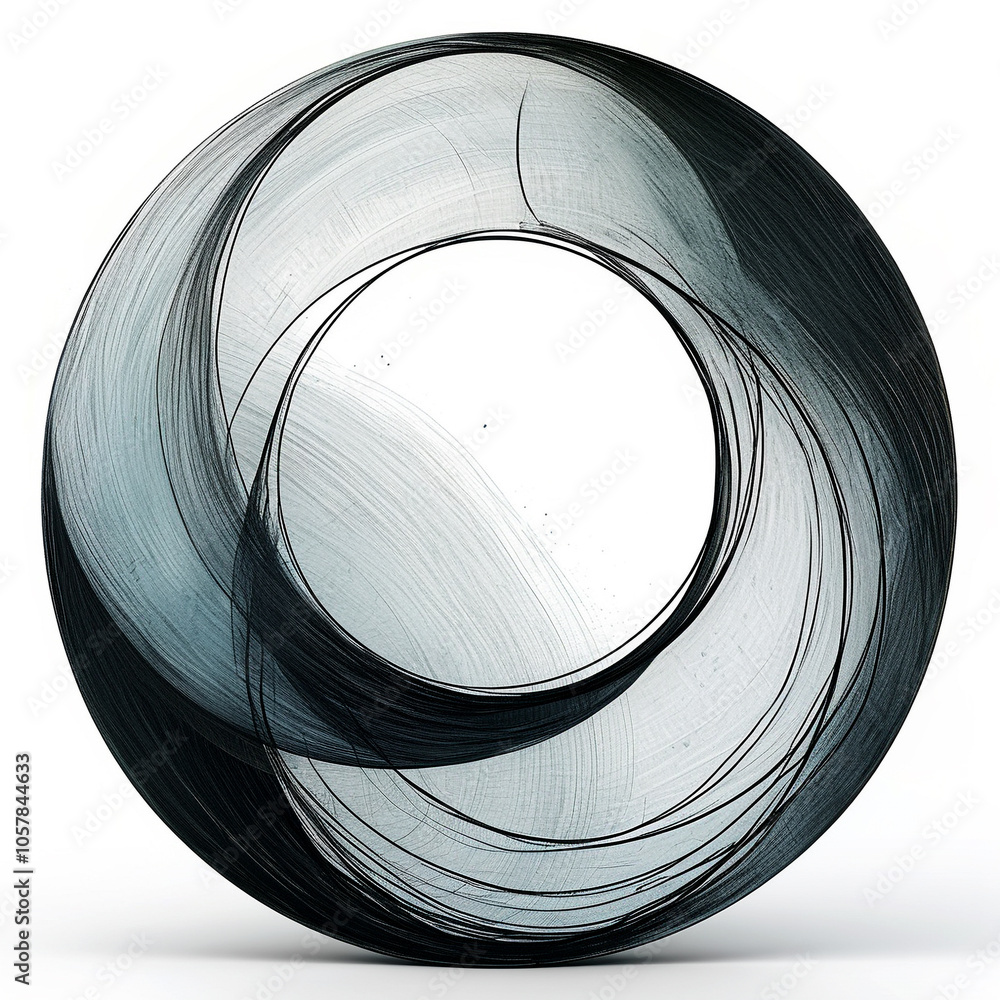 Poster dynamic interplay of light and shadow in a circular abstract sculpture design
