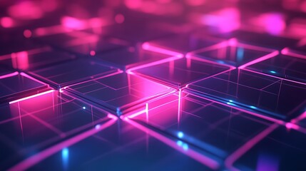Obraz premium A 3D abstract background with a grid of glowing, translucent cubes