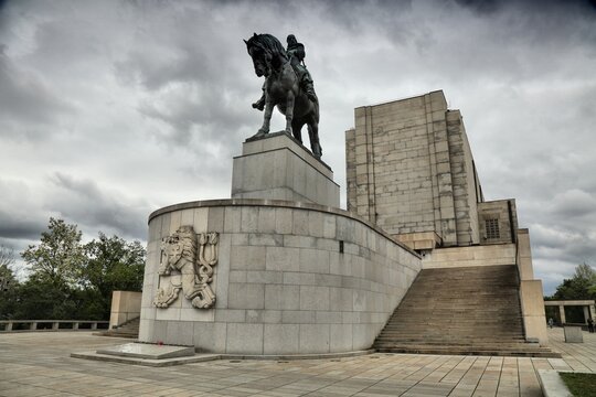 PRAGUE, CZECH REPUBLIC - MAY 3, 2024: Jan Zizka z Trocnova, national hero and military leader at National Memorial on Vitkov Hill in Prague, Czech Republic.