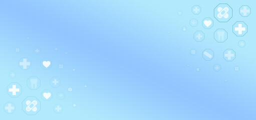 Abstract geometric hexagon shape with healthcare medical icons and science background.