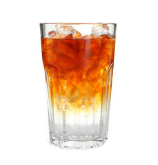 Refreshing espresso tonic drink isolated on white