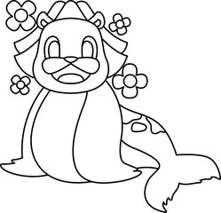 Seal Bride Veil Wedding Animal Vector Graphic Art Illustration