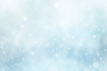Fototapeta premium Soft snowy background with bokeh effect and gentle snowfall copy space