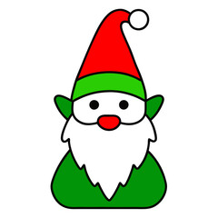 vector outline Holiday Gnome: A quirky little gnome with a tall hat and snowy beard.