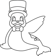 Seal Groom Cylinder Wedding Animal Vector Graphic Art Illustration