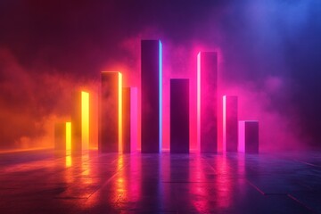 Fototapeta premium Abstract area chart, glowing gradients, futuristic design, conceptual data