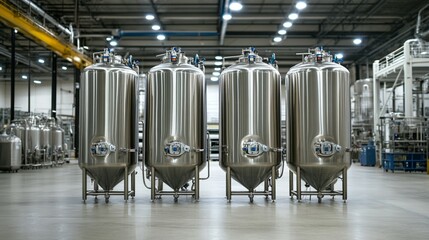 An expansive industrial plant equipped with stainless steel bioreactors and large tanks for bioprocessing and fermentation.