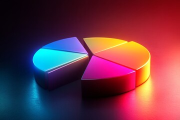 Obraz premium Abstract pie chart, neon effects, futuristic interface, data visualization