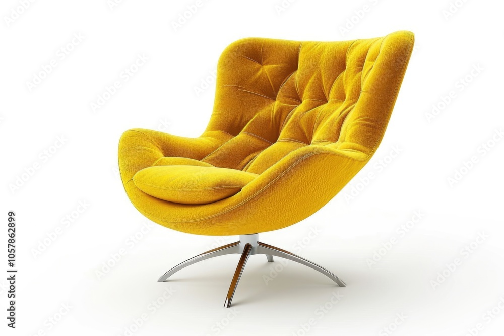 Wall mural Yellow modern chair on white background.