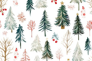 Cute Christmas Tree Pattern with Festive Decorations for Holiday Designs