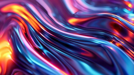 Abstract Fluid Metallic Waves in Vibrant Colors