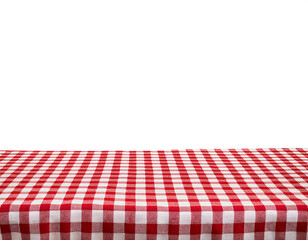 Red and white checked cloth below isolated on white background, cut out