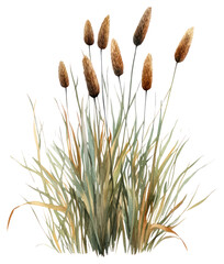 PNG  Cattail bushes illustration watercolor cattail.