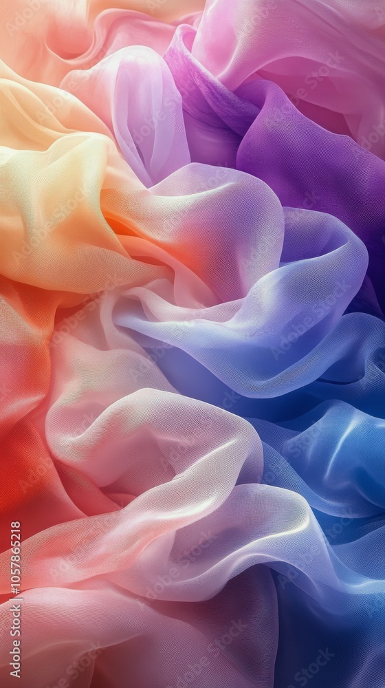 Poster soft waves of pastel fabric creating an elegant texture with gentle colors blending together