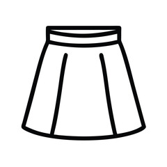 Pleated Skirt Outline Icon-  Vector illustration of a pleated skirt in outline style with a border. Perfect for fashion graphics, design projects, and digital use.
