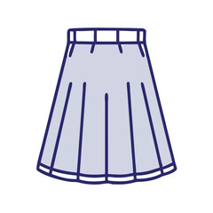 Pleated Skirt Outline Icon-  Vector illustration of a pleated skirt in outline style with a border. Perfect for fashion graphics, design projects, and digital use.
