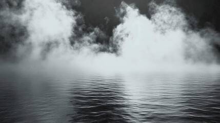 Fototapeta premium PNG Mysterious foggy night water